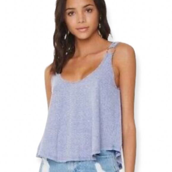 Free People Carly Tank Top O-Ring Scoop Back Brilliant Cobalt Size M New - Picture 1 of 10